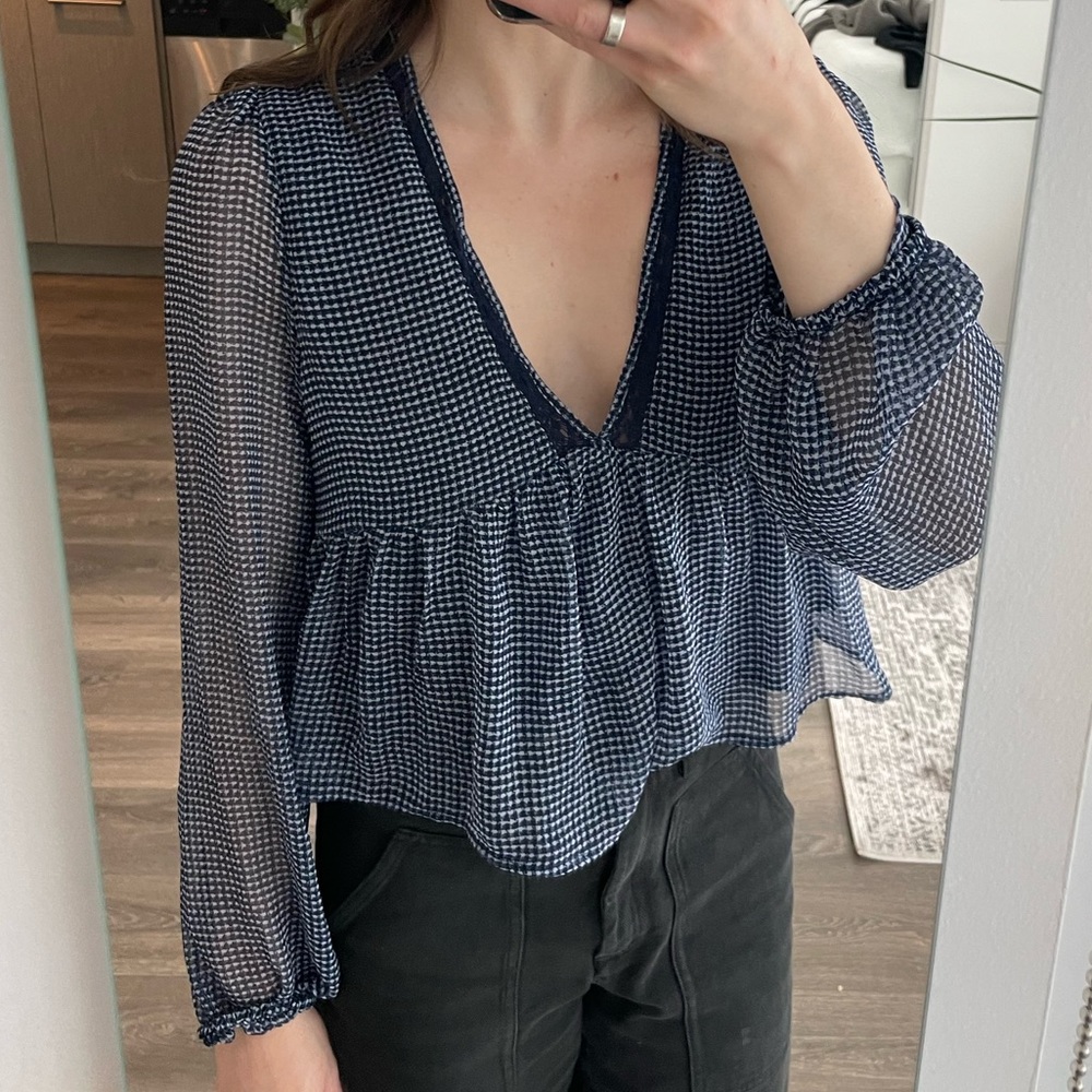 Urban Outfitters - V Neck Blouse, Blue